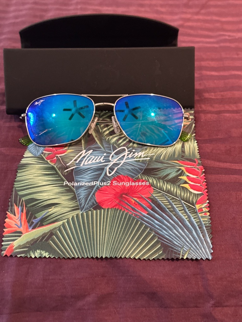 Maui Jim Blue Mirror Lens Silver Frame Sunglasses